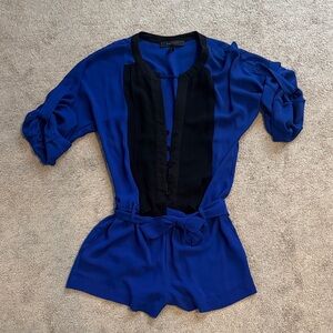 BCBGMaxAzria Royal Blue and Black Short Jumpsuit